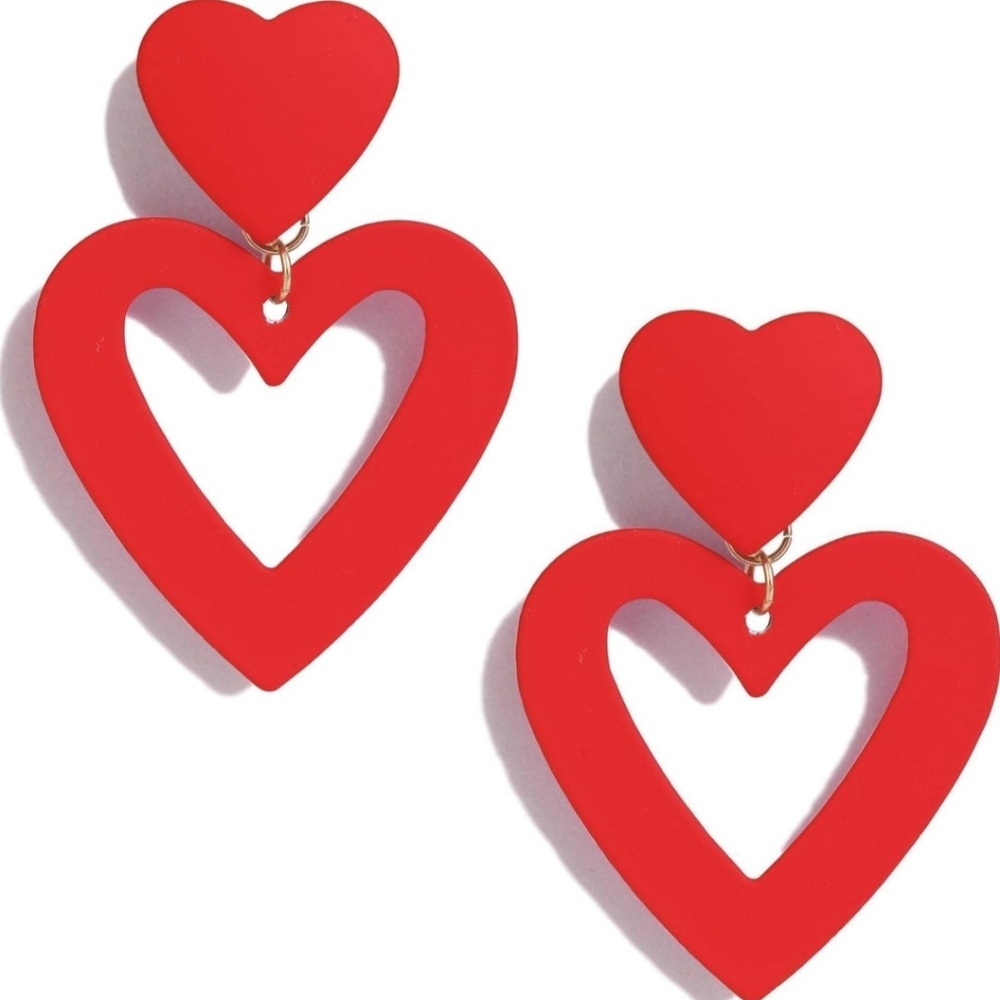 *BRAND NEW* Double Heart Earrings Dangling Heart Drop Earrings